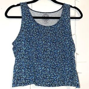 Blue Floral Crop Tank